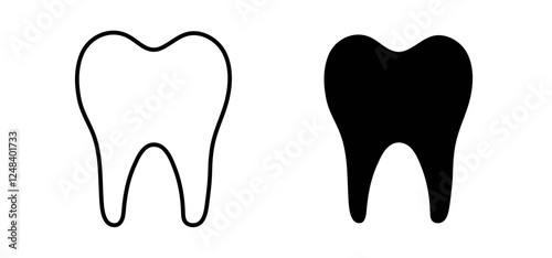 Tooth icons pack vectors in black flat and strokes