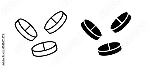 Medicine icons pack vectors in black flat and strokes