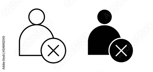 Delete user icons pack vectors in black flat and strokes