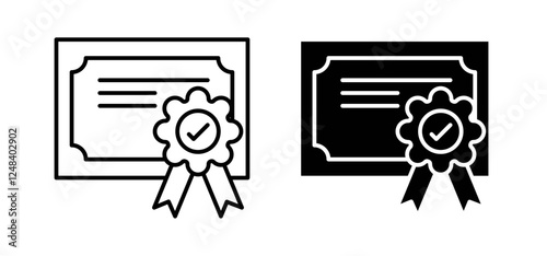 Diploma icons pack vectors in black flat and strokes