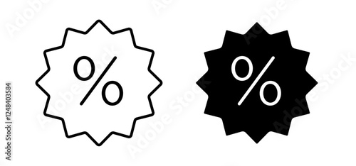 Discount icons pack vectors in black flat and strokes