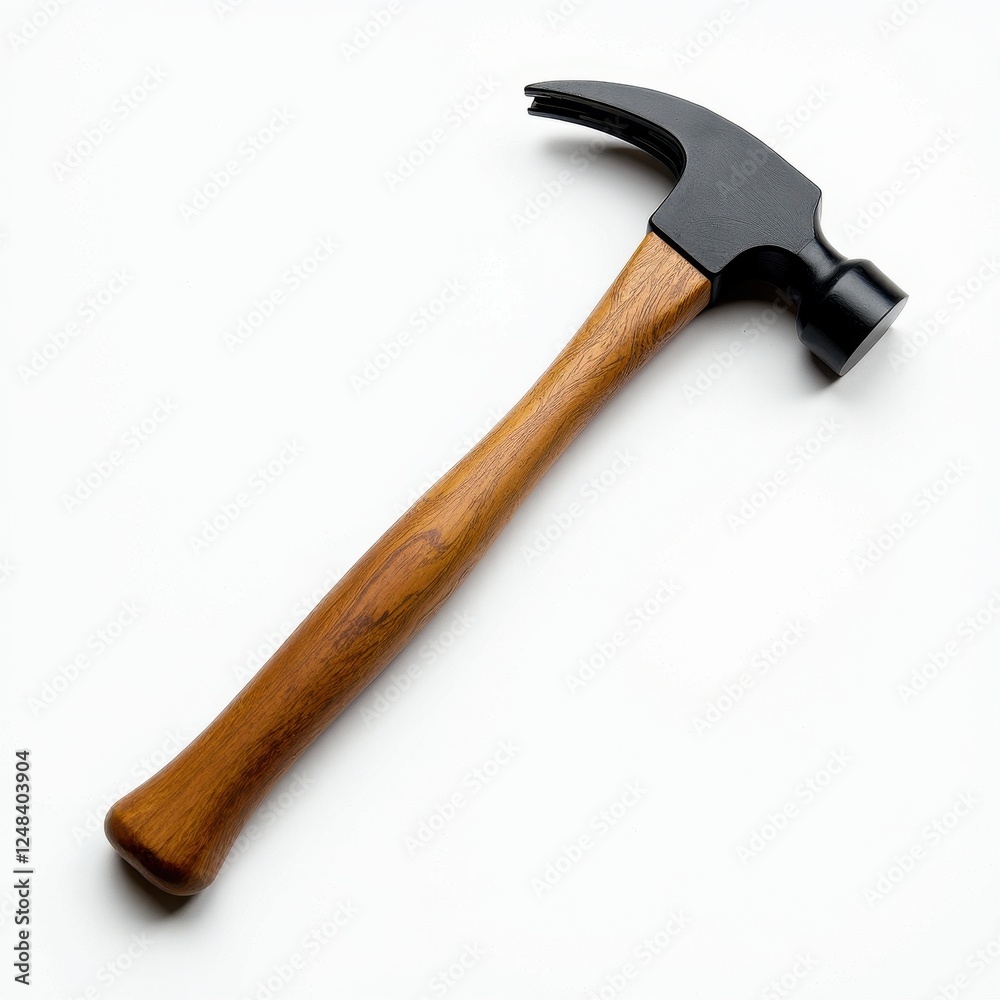 Black and Brown Hammer on White Background: Detailed CloseUp Ima Black and Brown Hammer on White Background: Detailed CloseUp Ima