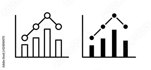 Stats icons pack vectors in black flat and strokes