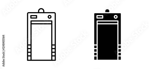 Metal detector icons pack vectors in black flat and strokes