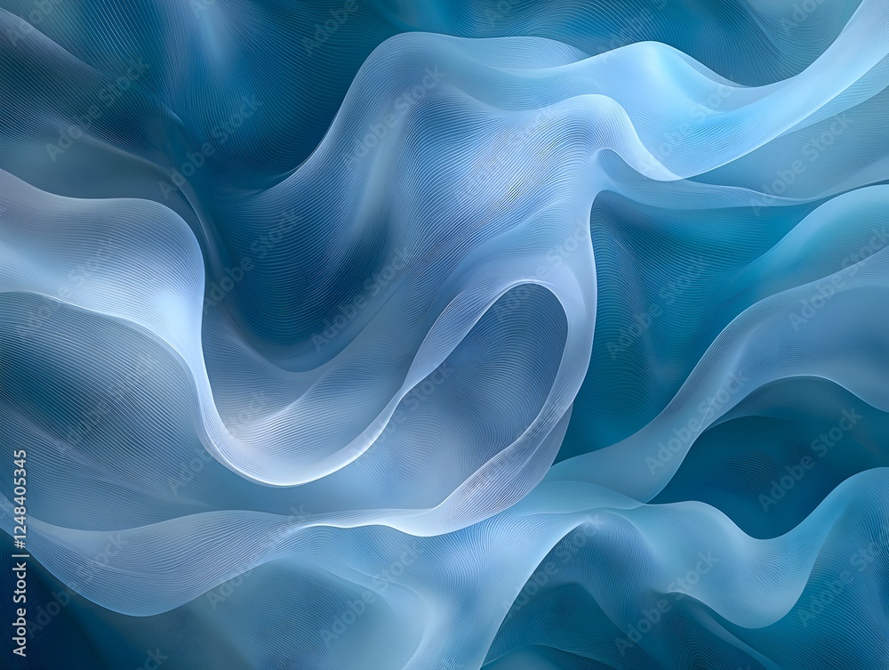 Obraz premium Photo of Abstract Blue Waves on a Smooth Gradient Background