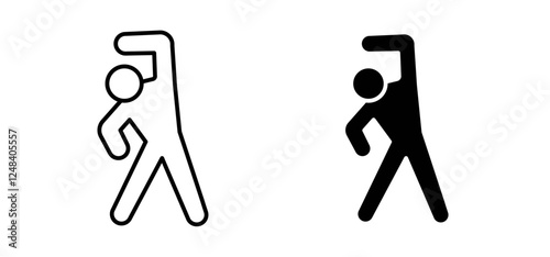 Fitness exercise icons pack vectors in black flat and strokes