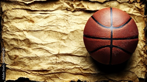 Basketball on vintage paper background photo