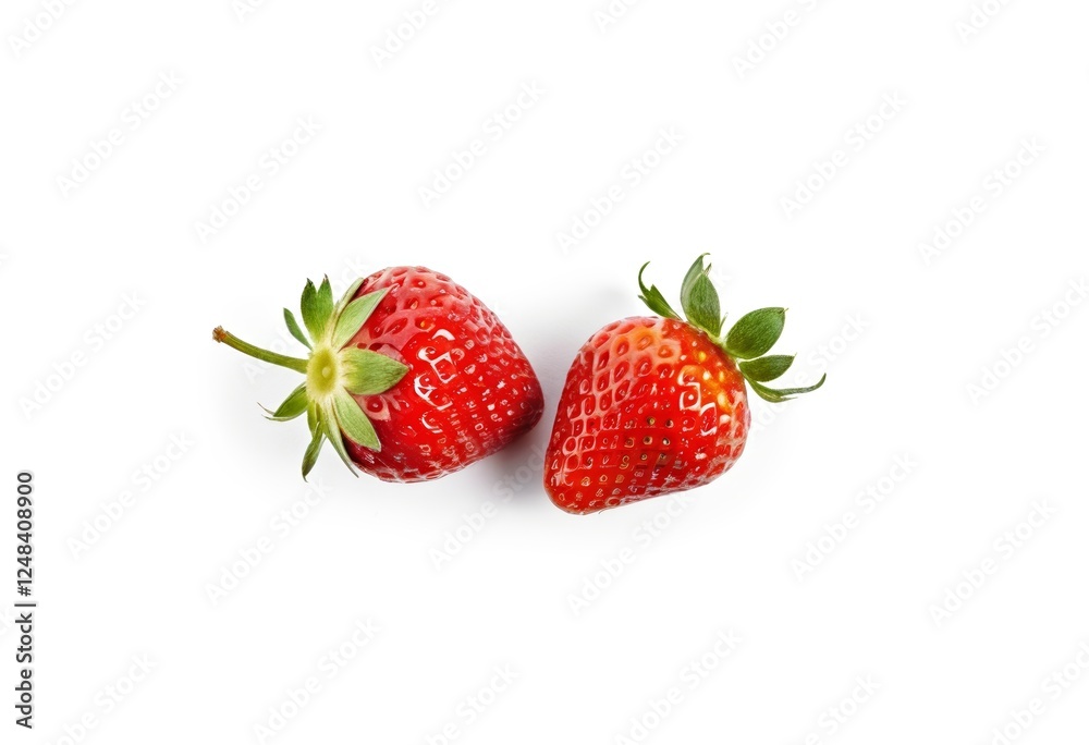 Top view of isolated strawberries on a white background Top view of isolated strawberries on a white background