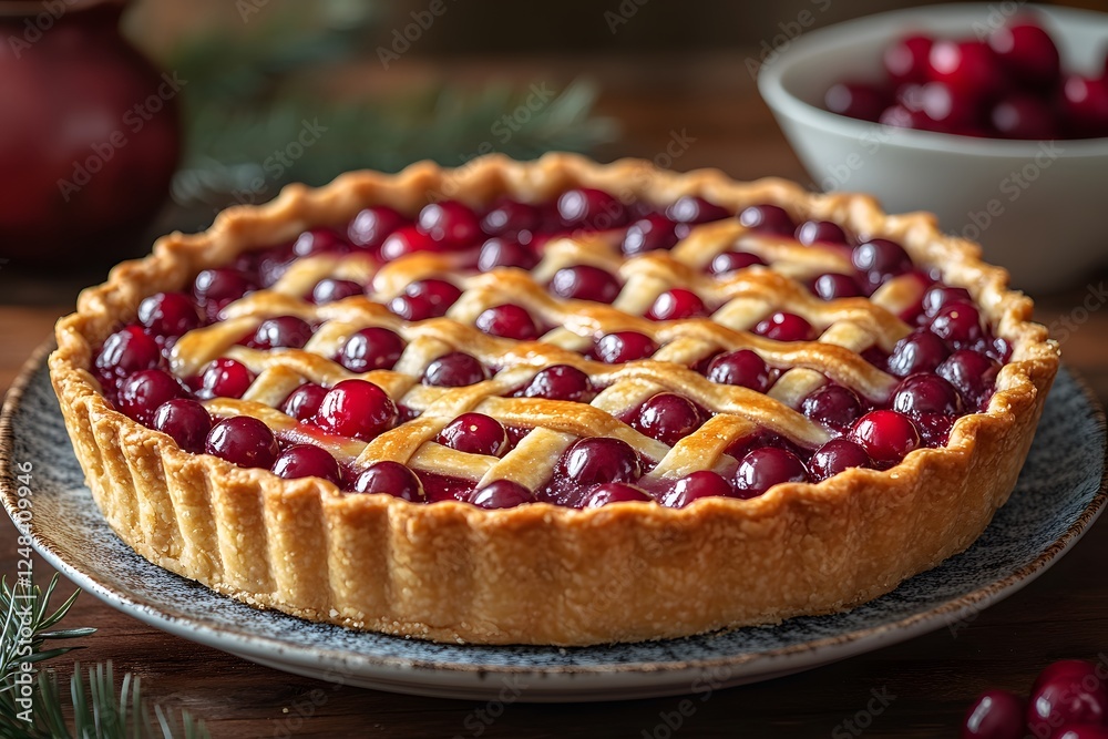Cherry Pie with Lattice Crust - Rustic Dessert Perfect for Holidays and Gatherings Cherry Pie with Lattice Crust - Rustic Dessert Perfect for Holidays and Gatherings