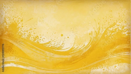 Soft brushstrokes and subtle patterns create an earthy and calming abstract design on a textured yellow background