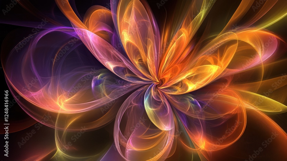 Abstract Orange Purple And Yellow Flower Design Abstract Orange Purple And Yellow Flower Design