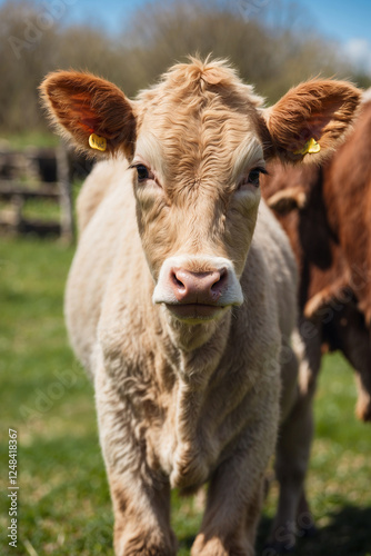 Adorable baby calf with big, soulful eyes. Heartwarming and perfect for nature, farm, or animal-themed projects