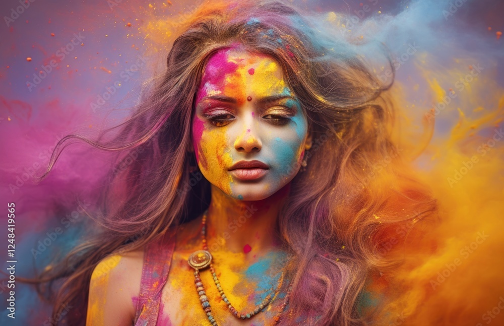 custom made wallpaper toronto digitalPortrait of beautiful girl face covered in colorful powder