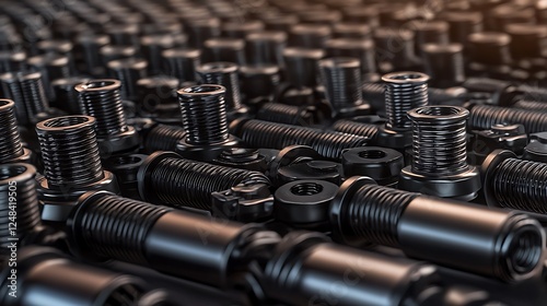 Precision machined parts, factory production, industrial background, manufacturing process