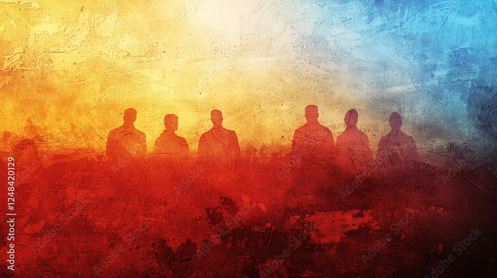 Abstract silhouettes of people on textured background, possible use for religious or inspirational themes Abstract silhouettes of people on textured background, possible use for religious or inspirational themes