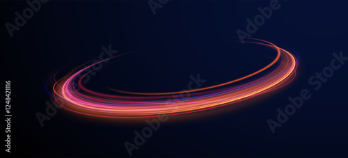 Acceleration speed motion on night road. Magic moving fast speed lines. Blurred car light motion effect, city road background with long exposure night lights. Png,  ray, abstract, energy, pack, effect