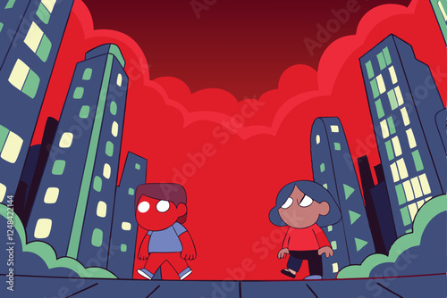 Illustrate a futuristic metropolis, gleaming skyscrapers silhouetted against a twilight sky, visibly depleted of vital resources; depict signs of scarcity and societal breakdown.