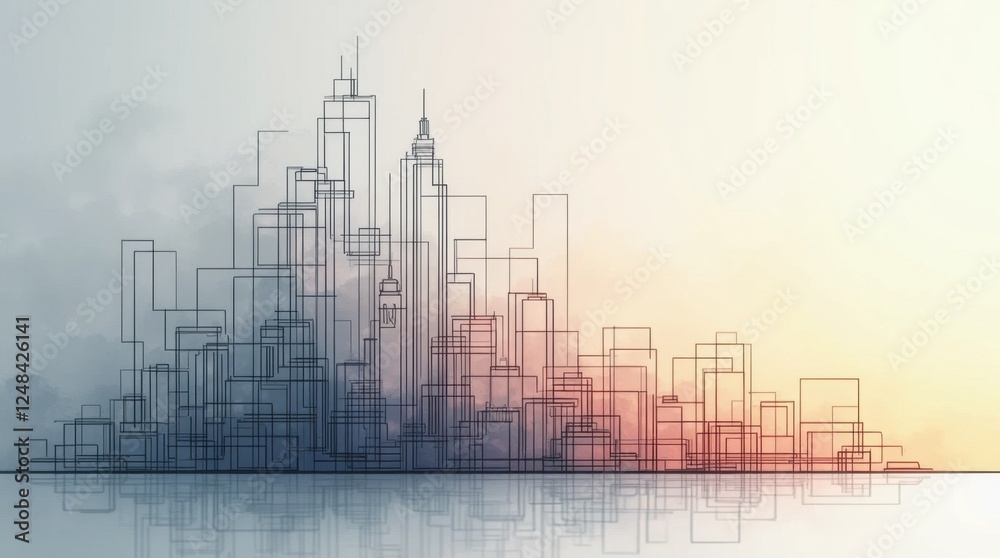 Fototapeta premium Minimalist Geometric Architectural Line Art Structure