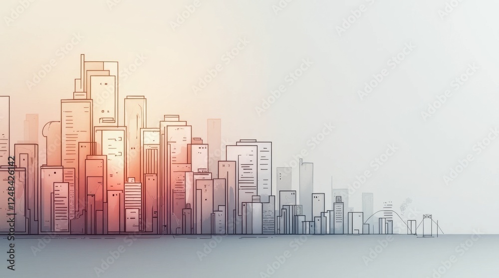 Fototapeta premium Minimalist Geometric Architectural Line Art Structure