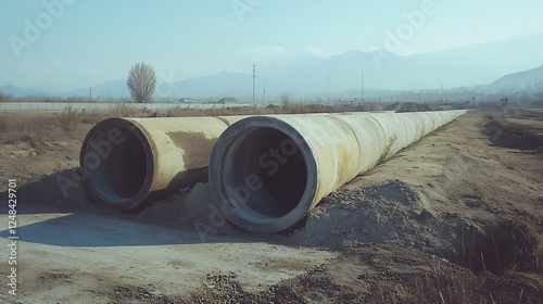 Wallpaper Mural Concrete drainage pipes on the construction site Torontodigital.ca