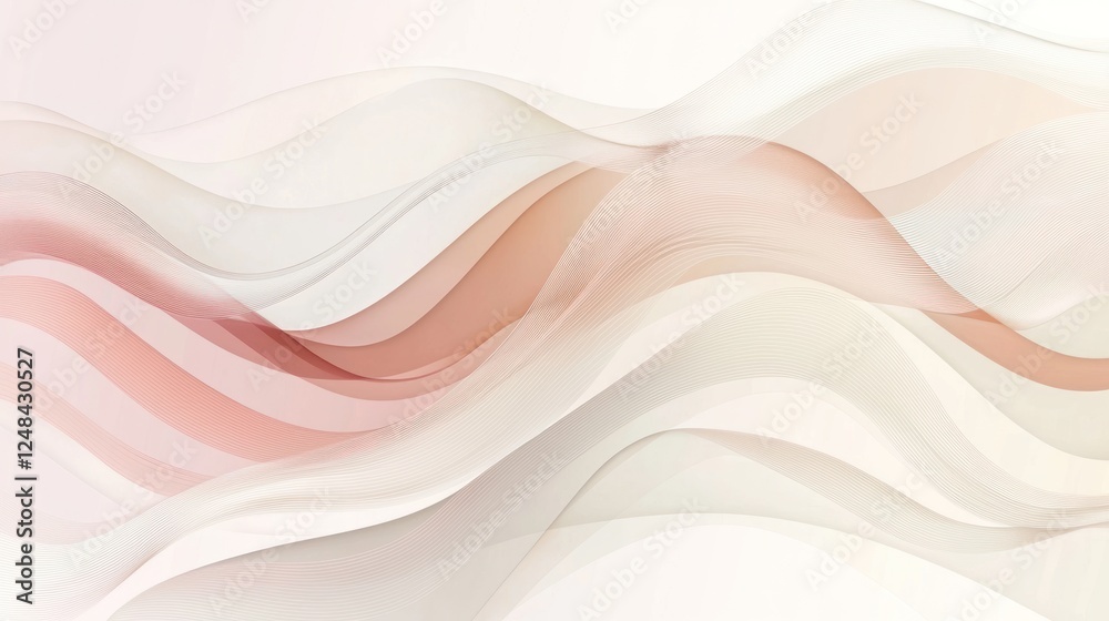 Fototapeta premium Abstract Waves: A Serene Symphony of Peach and White
