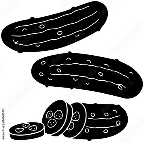 cucumber illustration vegan silhouette food logo tartar icon tartare outline vegetable pickled cooking meal appetizer healthy nutrition dish onion shape or vector graphic background