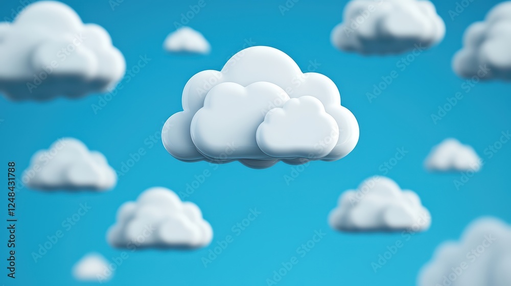 Soft White Clouds Floating in a Bright Blue Sky Background