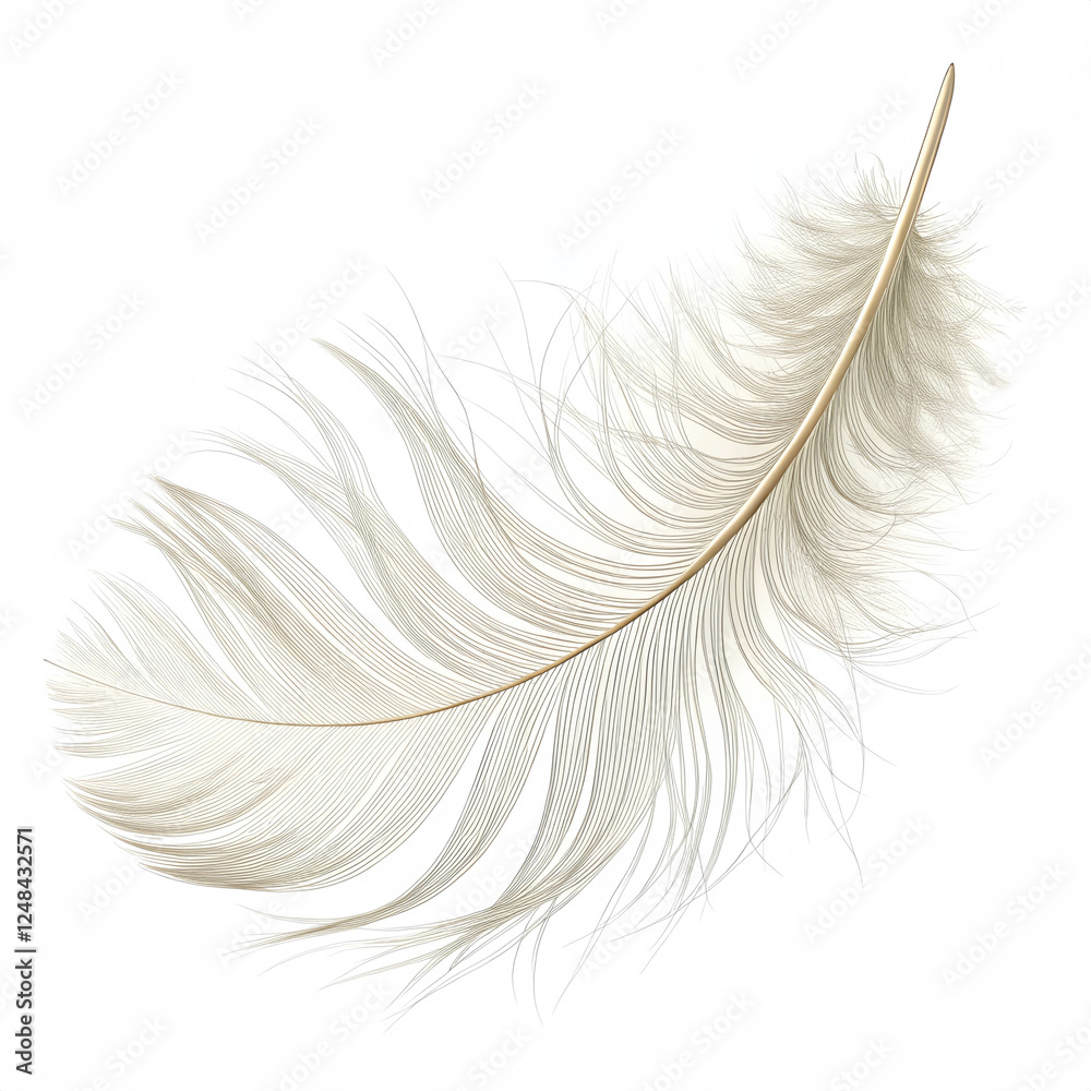 Obraz premium white feather isolated on black , Floating White Feather