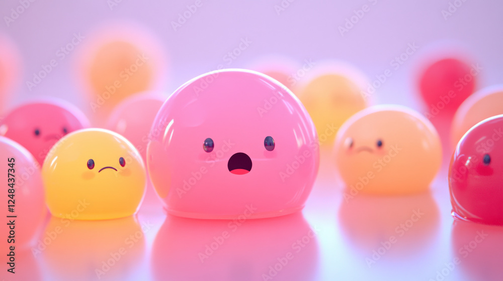 Plastic toys with abstract human facial expressions Plastic toys with abstract human facial expressions