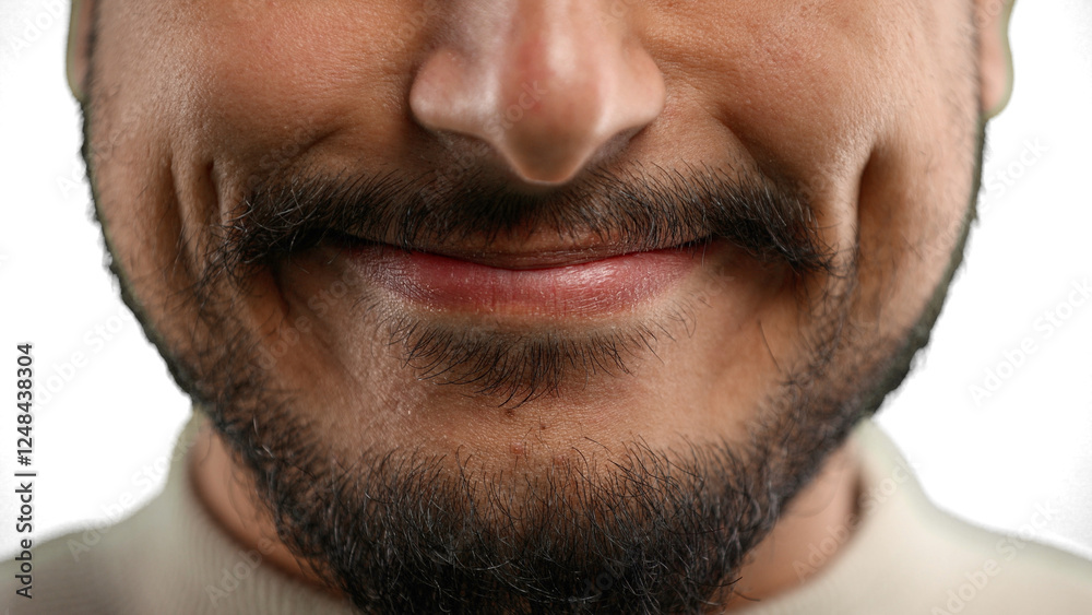 Obraz premium Man's mouth, close-up, on a white background