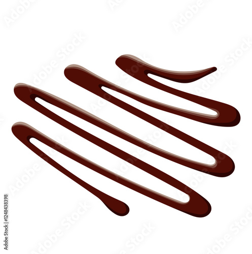 Chocolate Sauce Drizzled Illustration Isolated on White Background