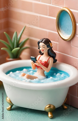 young woman relaxing in a bath