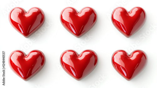 3d heart design element set, white background 