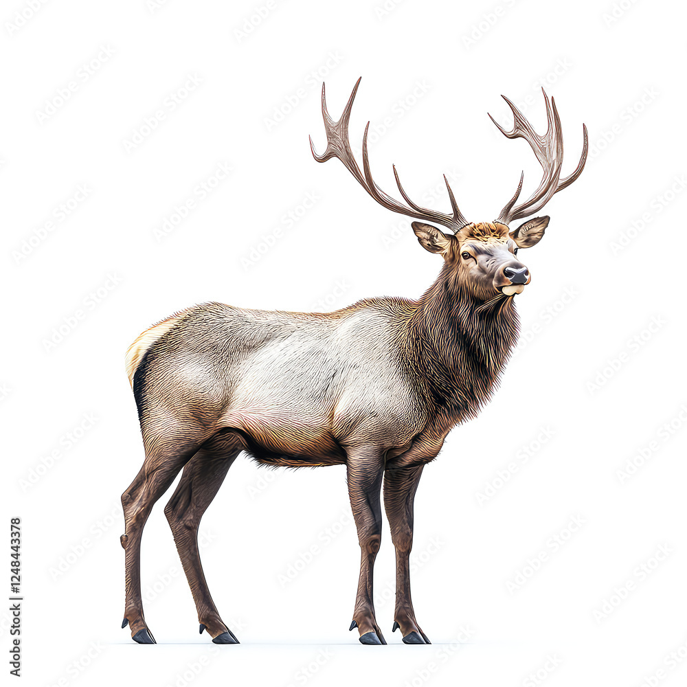 Fototapeta premium Majestic Elk in Profile: A Stunning Wildlife Portrait. Discover the beauty of this magnificent creature in its natural habitat.