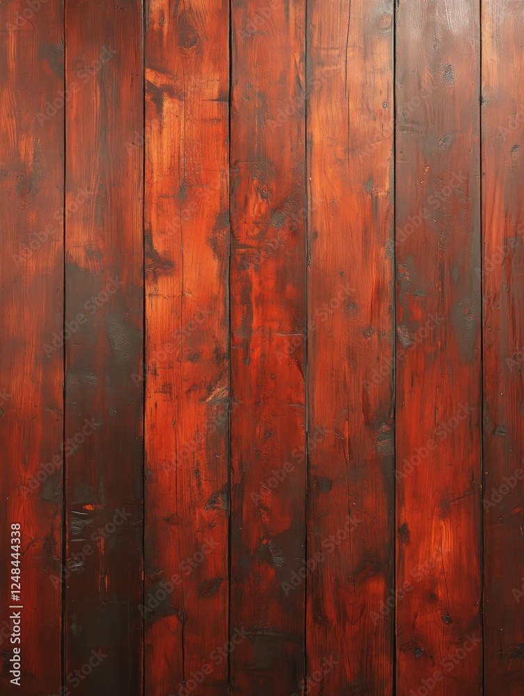 Fototapeta premium Wooden wall with rich red tones creates a warm and rustic atmosphere in the interior decor of a modern space