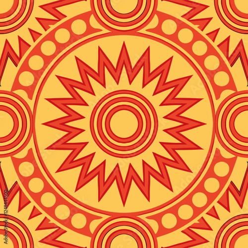 Seamless pattern with mandalas. Vector illustration in retro style.