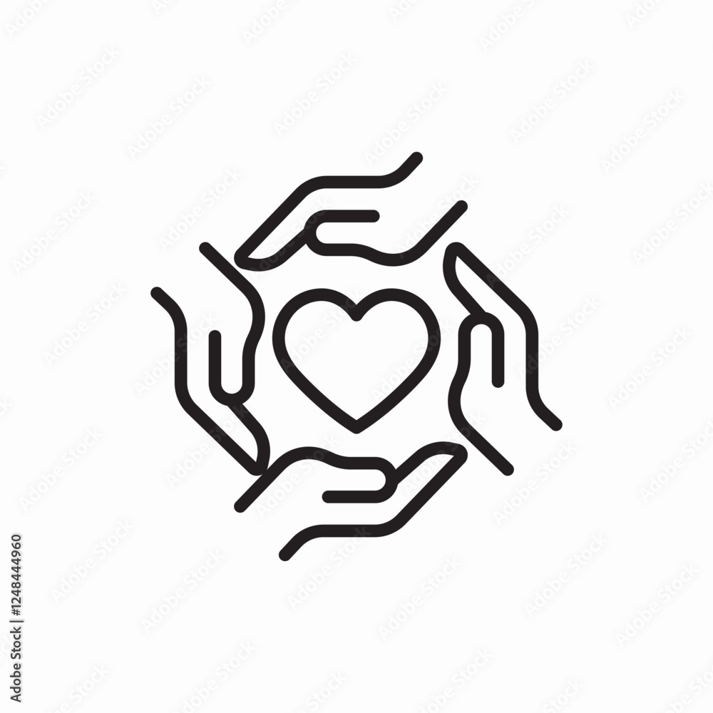 Hands heart love care icon vector sign Hands heart love care icon vector sign