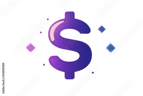 Purple gradient dollar sign icon with sparkles photo