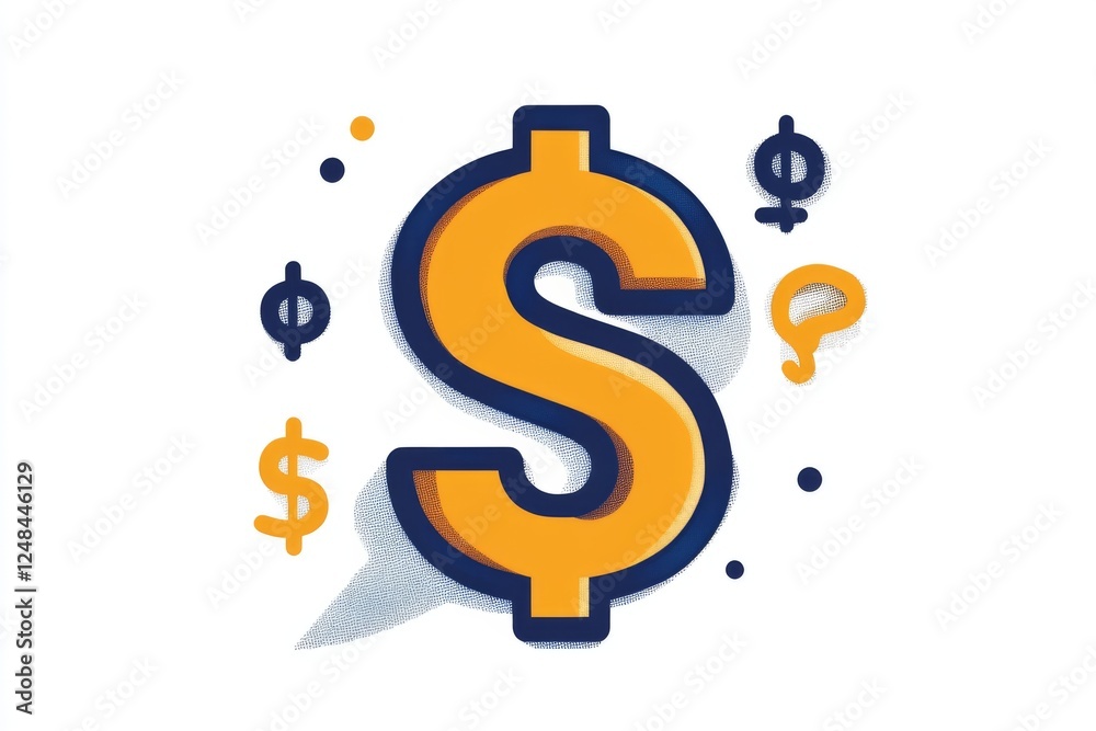 Dollar sign icon surrounded by colorful elements Dollar sign icon surrounded by colorful elements