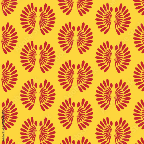 seamless yellow background with red flowers design vector