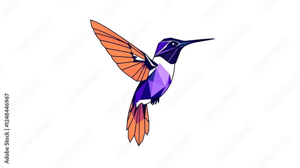Obraz premium Abstract Hummingbird Outline with Geometric Patterns