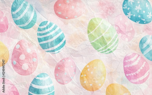 Handmade vintage paper texture with soft watercolor Easter egg patterns subtly appearing for Easter photo