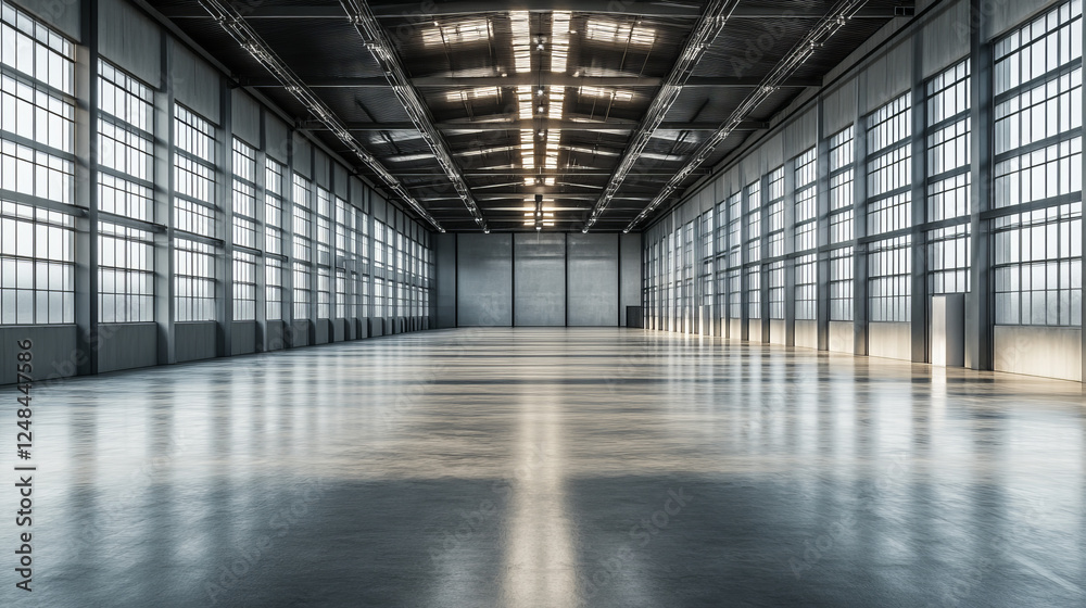 abstract futuristic dark industrial hall with concrete surface 3d render illustration abstract futuristic dark industrial hall with concrete surface 3d render illustration