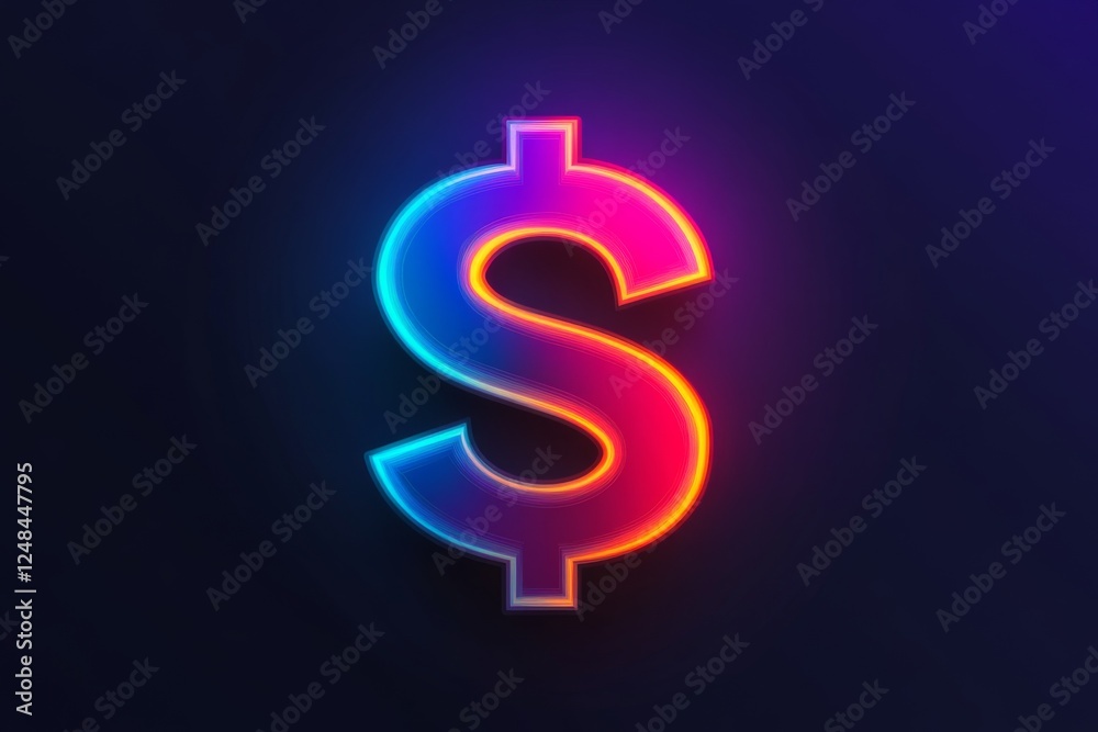 Neon glowing dollar sign illustration Neon glowing dollar sign illustration