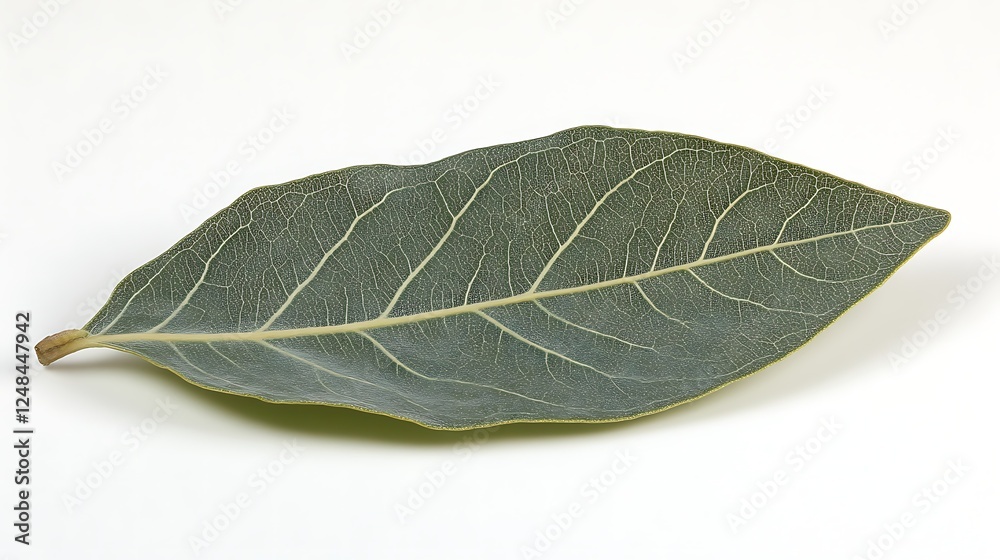 Obraz premium Single Delicate Green Leaf Isolated On White Background