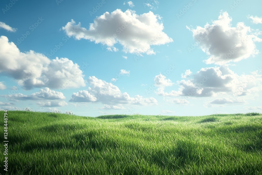 Sunny meadow landscape with puffy clouds Sunny meadow landscape with puffy clouds