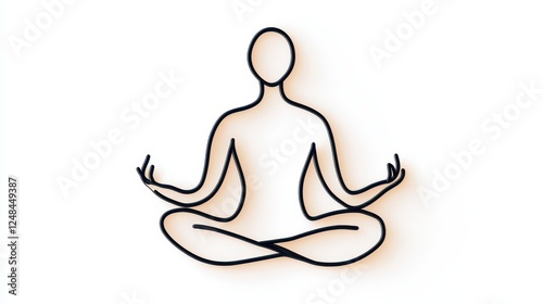 Mindful Meditation Pose Simple Line Art Illustration