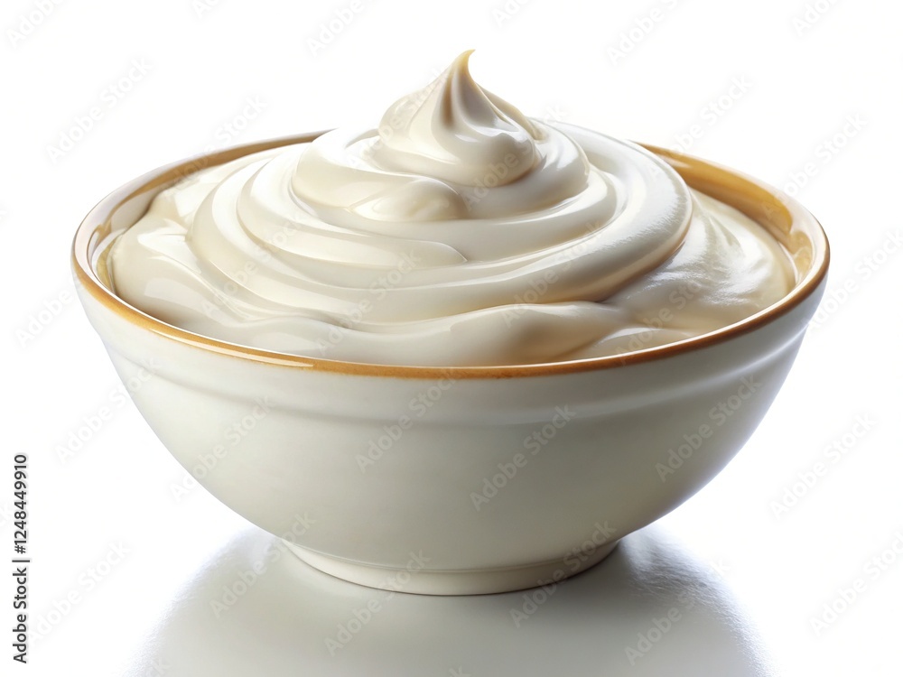 Bowl of Sour Cream Isolated on White Background Bowl of Sour Cream Isolated on White Background
