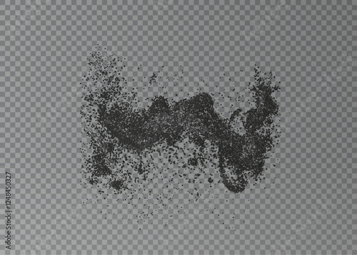 Black coal dust texture, vintage grunge powder, isolated mineral bits, dark ash effect, dirty sand composition, industrial background element