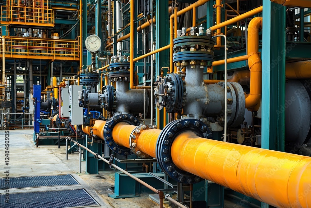 Industrial zone, Steel pipelines and cables in oil and gas industry. Energy industry Industrial zone, Steel pipelines and cables in oil and gas industry. Energy industry